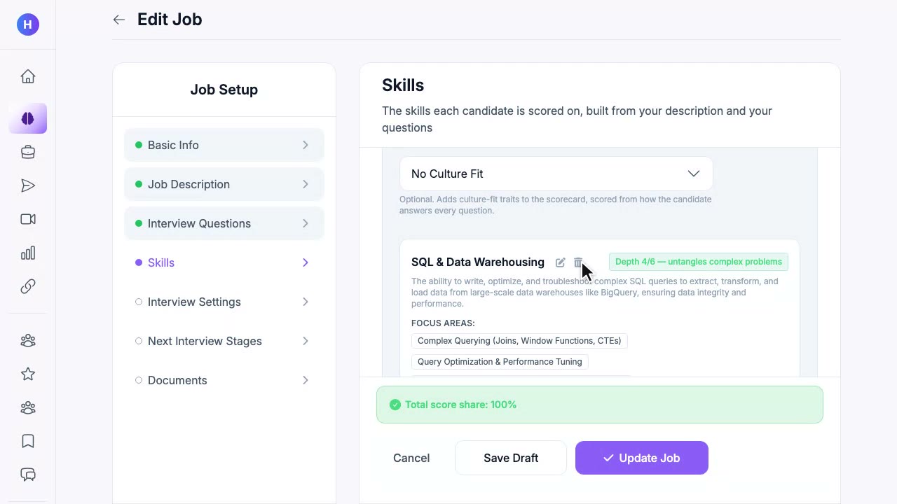 The grading guide for one skill